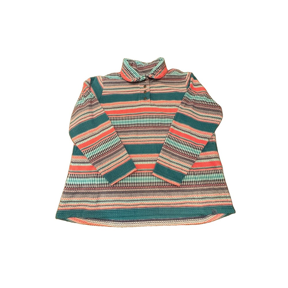 Sahalie ButterFleece Aztec Striped Snap Neck Pullover Sweater Plus Size 2X